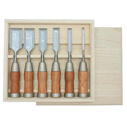 Picture of Japanese Damascus Hybrid Chisel Set 6pc Western Style - DT710838