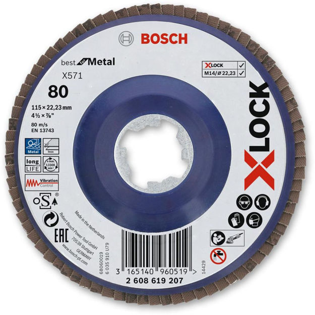 Picture of Bosch X-Lock Grinder Flap Disc 115mm - 80g 2608619207