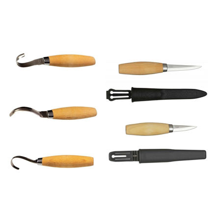 Picture of Mora Wood Carving Complete Knife Kit Incl 162 163 164-Right 106 120 Spoon And Bowl Carving Knives