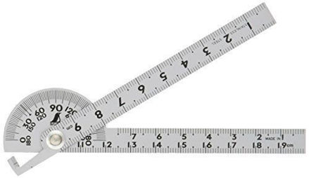 Picture of Shinwa Japanese Mini Protractor Rule Angle Finder Chrome Finish - 62995