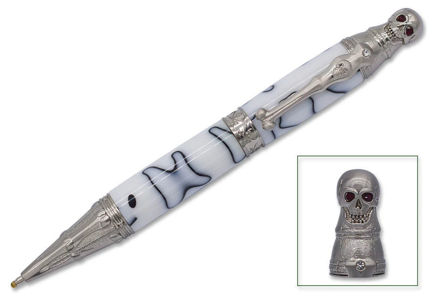 Picture of Charnwood PS1 Pirate Skull Twist Pen – Antique Silver