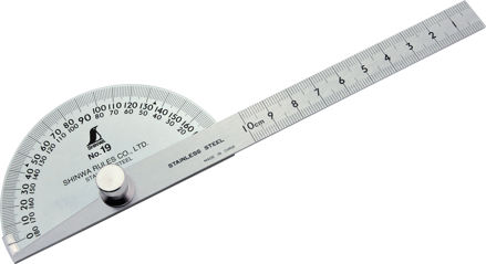 Picture of Shinwa 62840 Protractor No. 19 Silver φ90 Rod scale 10cm