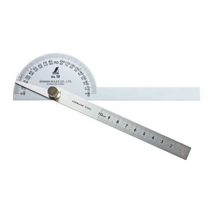 Picture of Shinwa 62890 Protractor No. 19 Silver φ90 Rod scale 10cm 2 rods