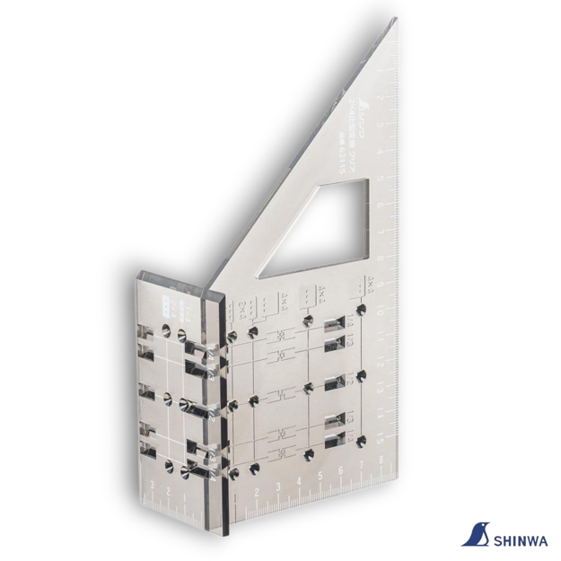 Picture of Shinwa Japanese Square Mitre Marking Saddle Layout Miter Rule 3D 45° 90° - 62115