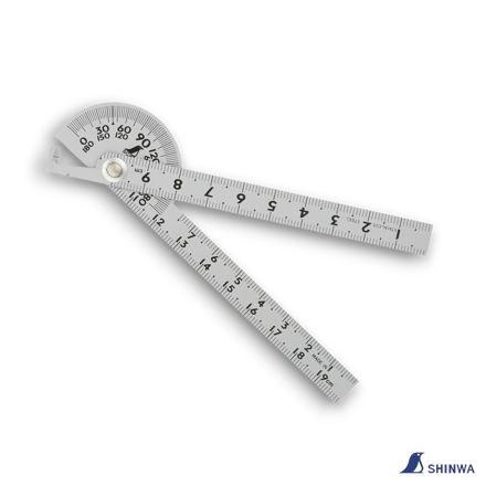 Picture of Shinwa Japanese Mini Protractor Rule Angle Finder Chrome Finish - 62995