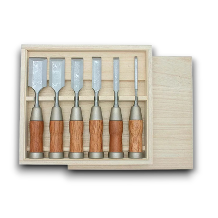 Picture of Kakuri Damascus Japanese Chisel Set 6 Piece Set