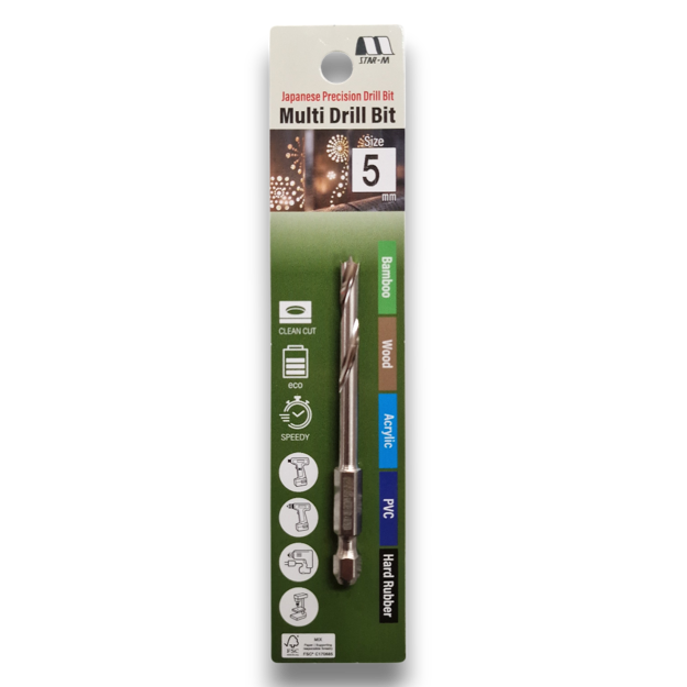 Picture of Star M Japanese 601 5mm Brad Drill Bit For Soft Hard Wood PVC ABS