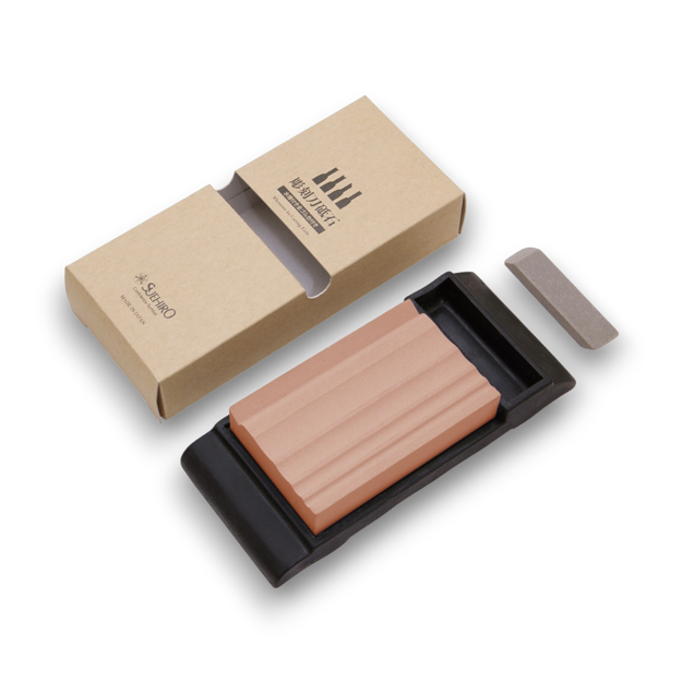 Picture of Suehiro Japanese 280 Grit Carvers Profile Sharpening Stone With Rubber Stand - 2HS-12