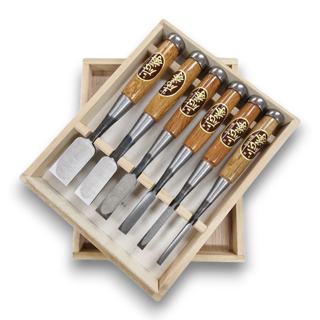 Picture of Fujikawa Oire Nomi Japanese Chisel 6pc Set in Wooden Box