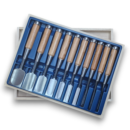 Picture of Fujikawa Oire Nomi Japanese Chisel 10pc Set in Wooden Box