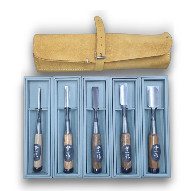 Picture of Shusaku 5pc Oire Japanese Chisel Set White Paper Steel HRC62