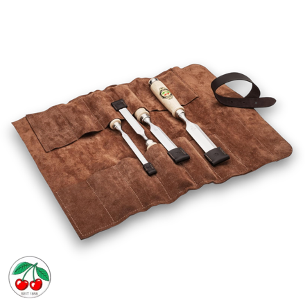 Picture of Two Cherries Kirschen 4 Piece Bevel Edge Chisel Set With Leather Roll - 1151002