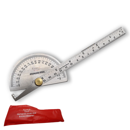 Picture of Tyzack 150mm Professional D Head Protractor Stainless Steel - TT6922