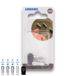 Dremel 4485 Collet Nut Kit with 4 collets (0.8mm, 1.6mm, 2.4mm, 3.2mm) for rotary tool.