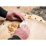 Flexible 0.6mm Gooseneck Cabinet Scraper made of spring steel, measuring 130mm x 70mm.