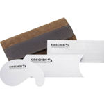 Kirschen 3823001 3-piece cabinet scraper set featuring rectangular, gooseneck, and curved blades.