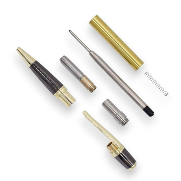 Venetian Twist Pen Kit in Gun Metal & Gold finish, featuring a sleek design and twist mechanism, perfect for custom pen making and craft projects
