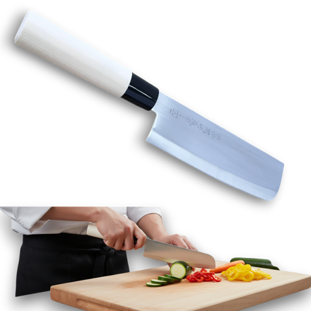 165mm Japanese traditional nakiri knife with flat blade for vegetable cutting