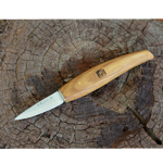 Traditional Japanese woodcarving knife with hand-forged convex blade.