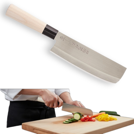 165mm Japanese traditional nakiri knife with flat blade for vegetable cutting