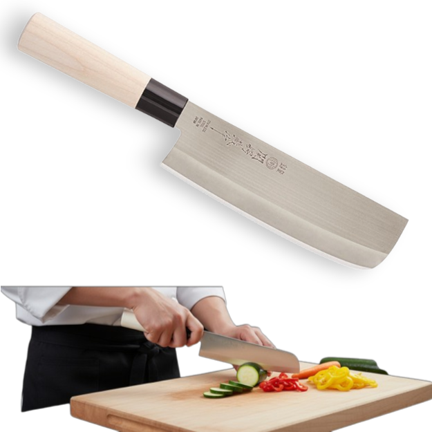 165mm Japanese traditional nakiri knife with flat blade for vegetable cutting