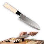 Tsubazo 165mm Santoku knife for multipurpose slicing and dicing.