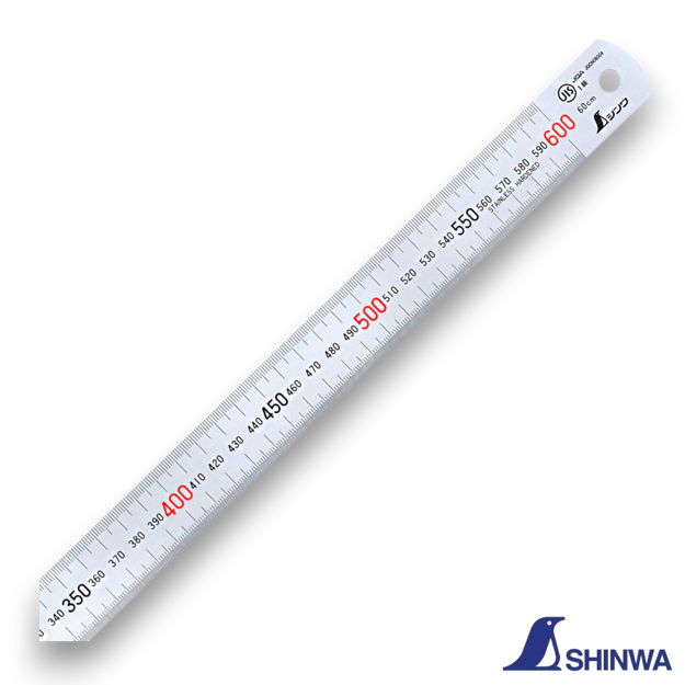 Shinwa 13021 600mm stainless steel ruler with metric scales.