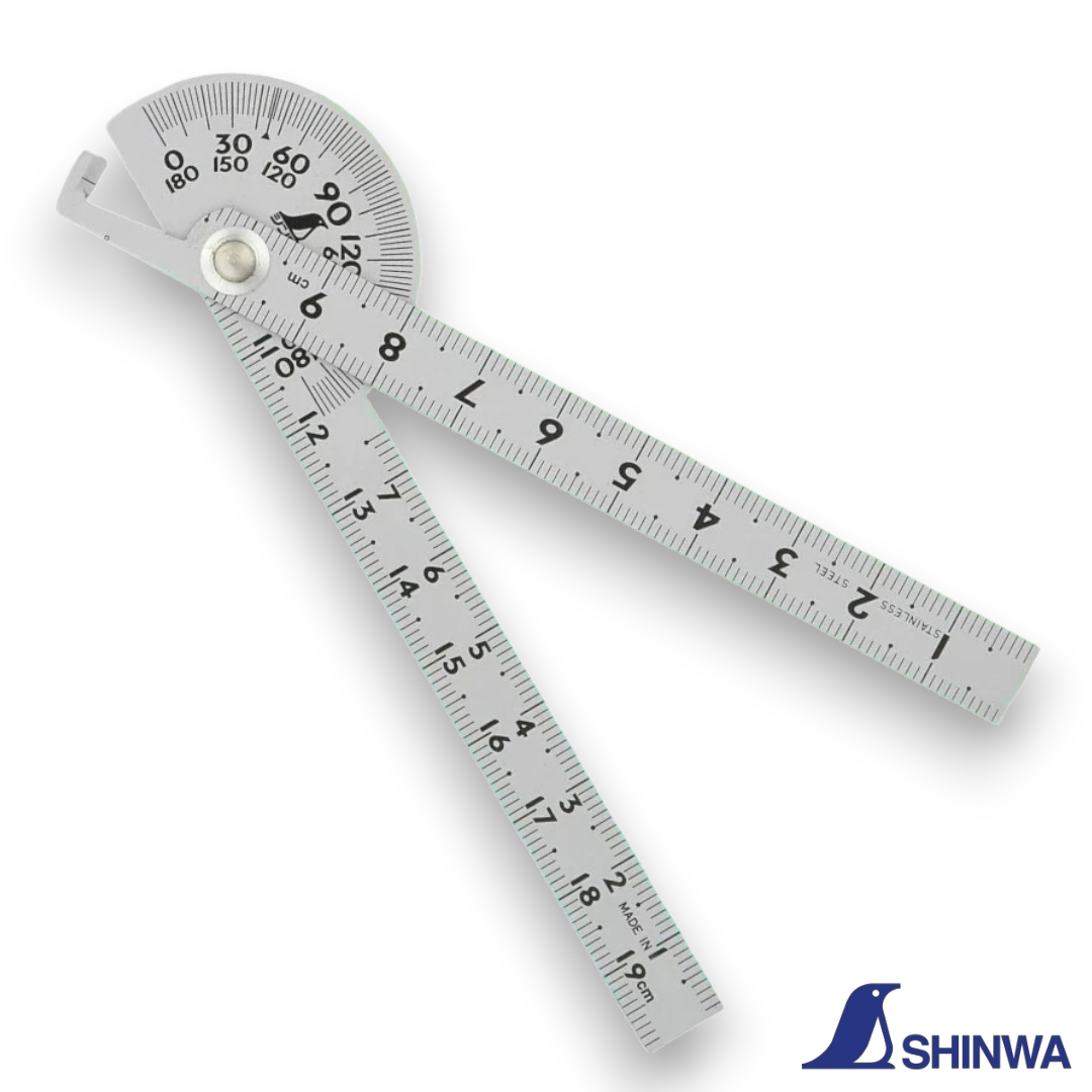 Shinwa 62995 Mini Protractor - 90mm Diameter 180° Angle Finder - 62995