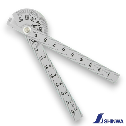 Shinwa 62995 mini stainless steel protractor with 150mm arm.
