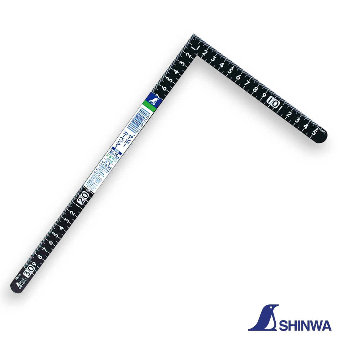 Shinwa 12435 Japanese Black Carpenter’s Square - 30cm x 15cm - Tyzacktools