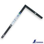 Shinwa 12435 black carpenter square with white metric markings on a 30cm branch.