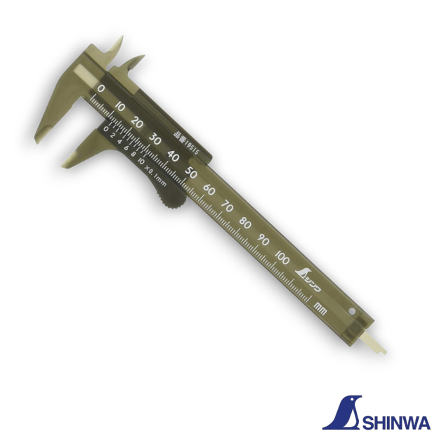 Shinwa-19515-plastic-vernier-caliper-100mm-front-view