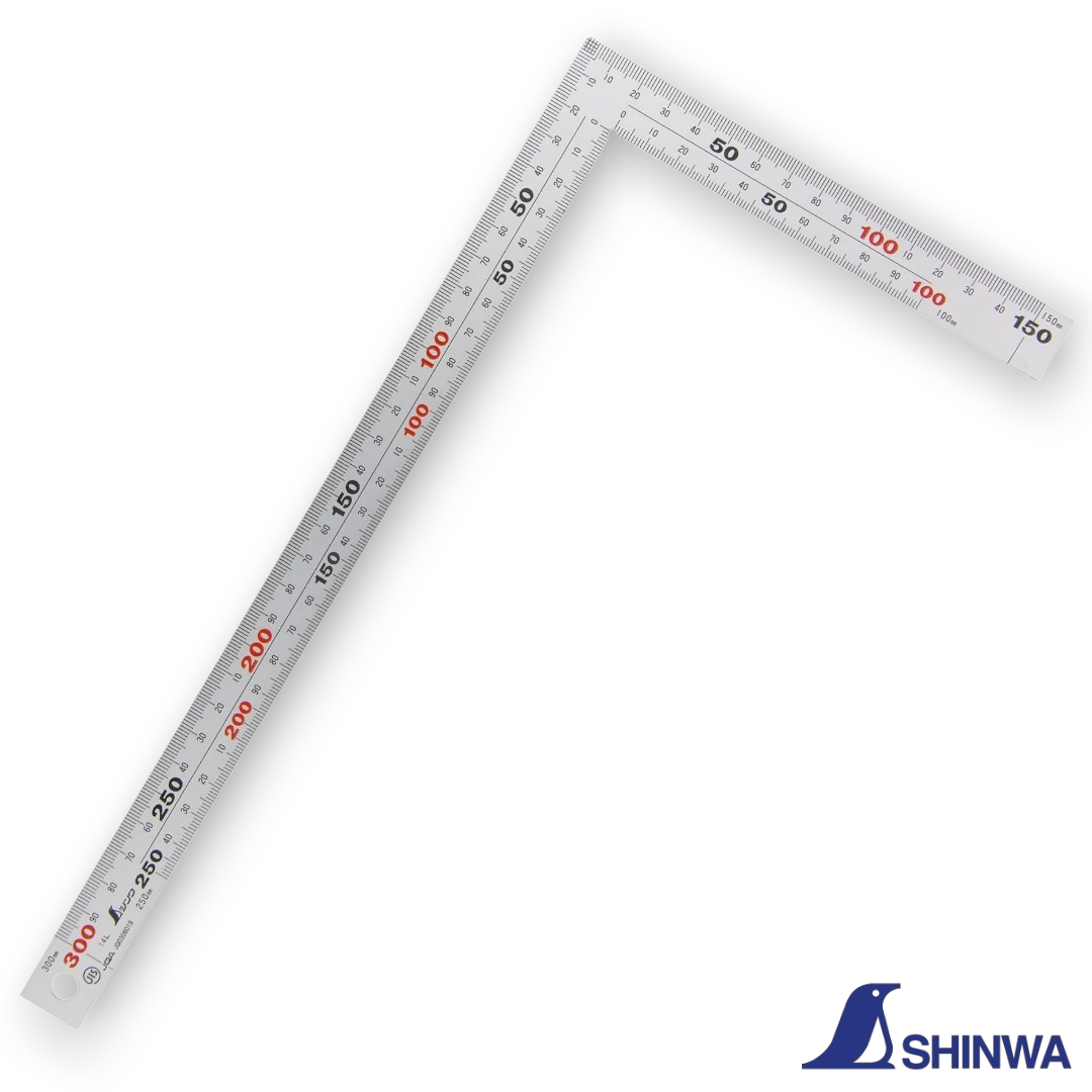 Shinwa 10421 Carpenter's Square - 300x150mm Thick & Wide Silver Metric ...
