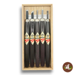 Michihamono 5 piece Woody Japanese wood carving tool kit with precision chisels for detailed carving and woodworking