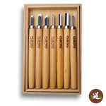 Michihamono 7 piece Chicky Japanese wood carving tool kit with precision chisels for detailed woodworking and whittling