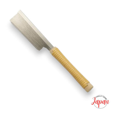 Hishika 60mm Mini Dozuki Japanese pull saw with steel spine reinforcement and fine-tooth blade