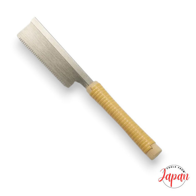 Hishika 60mm Mini Dozuki Japanese pull saw with steel spine reinforcement and fine-tooth blade