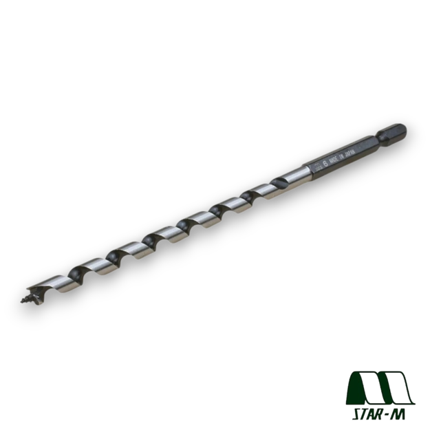 Star-M No.6 6mm combination auger drill bit for woodworking with hex shank and spiral flute
