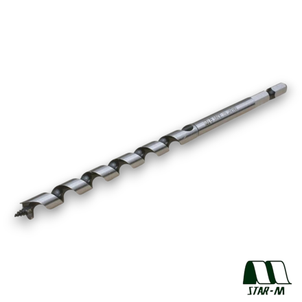 Star-M No.6 8mm combination auger drill bit for woodworking with hex shank and spiral flute