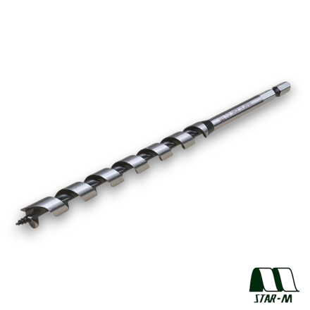Star-M No.6 10mm combination auger drill bit for woodworking with hex shank and spiral flute