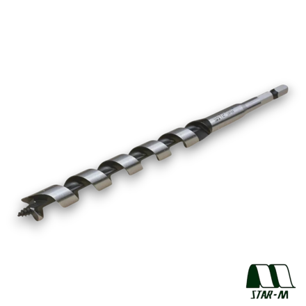 Star-M No.6 12mm combination auger drill bit for woodworking with hex shank and spiral flute