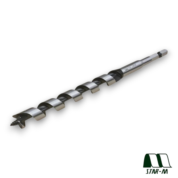 Star-M No.6 12mm combination auger drill bit for woodworking with hex shank and spiral flute