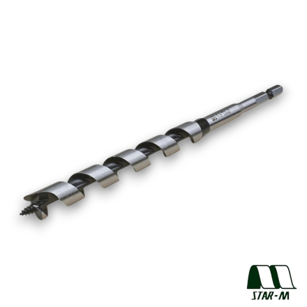 Star-M No.6 13mm combination auger drill bit for woodworking with hex shank and spiral flute