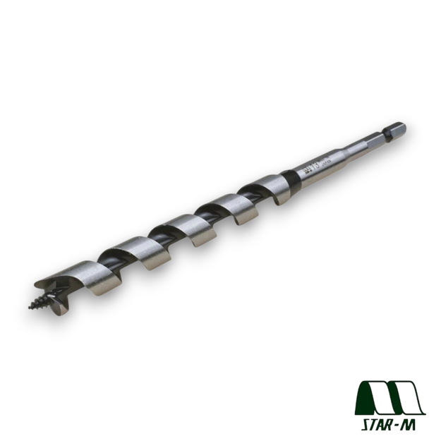Star-M No.6 13mm combination auger drill bit for woodworking with hex shank and spiral flute