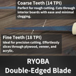 120mm double edge Japanese keyhole pull saw for precise detail and internal cutting