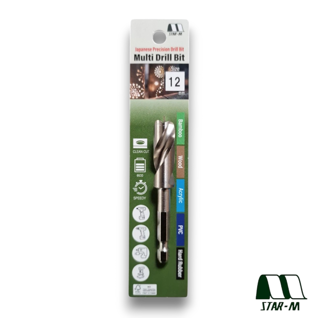 Star-M 601 12mm Precision Drill Bit for Wood, Bamboo, PVC
