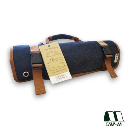 Star-M No. 7000 tool roll filled with wood auger bits and tied with secure cord