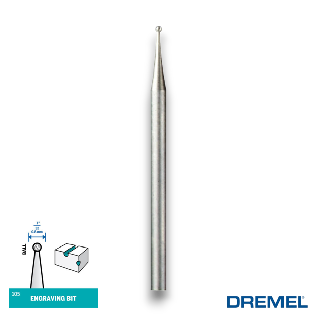 Dremel 105 Engraving Cutter 0.8mm Ball Shaped Rotary Tool Carving Bit