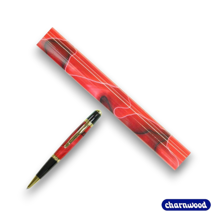 CHARNWOOD AR14 acrylic pen blank red with black and white swirl for pen turning projects