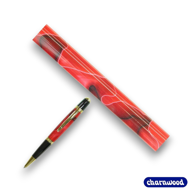 CHARNWOOD AR14 acrylic pen blank red with black and white swirl for pen turning projects